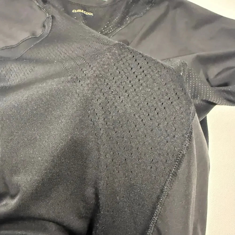 Adidas Womens S Black Active Tee Gold Logo Mesh Panels Running Training Top - Picture 7 of 9